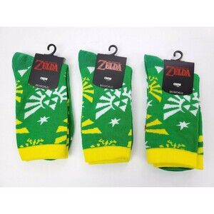 3 Pack Bioworld The Legend of Zelda Crew Socks Sock Size 9-11 (shoe size 5-8)